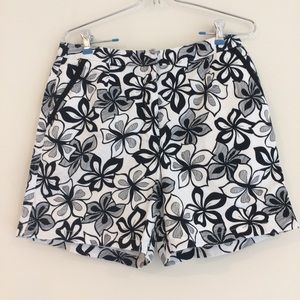 Black and White Floral Shorts